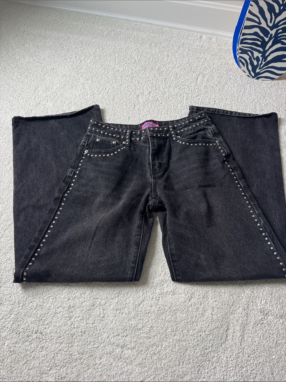 Edikted Black Stud-Trim Women’s Jeans